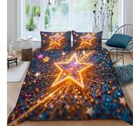 HOGDISAJD stella Set Copripiumino Matrimoniale Serie rosa Con Stampa 3D Biancheria Da Letto Morbida Microfibra Chiusura Lampo E 2 Federe Per Ragazzi E Ragazze Super King(260x220cm)