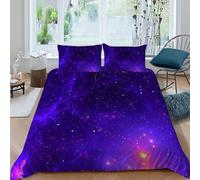 HOGDISAJD stellalit Sky Set Copripiumino Matrimoniale Serie viola Effetto 3D Morbida Microfibra Set Di Biancheria Da Letto Con Chiusura Lampo E 2 Federe Ragazzi E Ragazze King(220x240cm)
