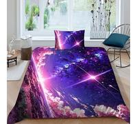 HOGDISAJD tramonto luminosità Set Copripiumino Matrimoniale Serie viola Con Stampa 3D Biancheria Da Letto Morbida Microfibra Chiusura Lampo E 1 Federe Per Ragazzi E Ragazze Single(135x200cm)