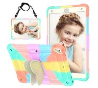 Hogenl Cover per ipad 9 Generazione Custodia, iPad 10,2 Pollici, 2021/2020/2019 Modello, 9a/ 8a/ 7a Generazione con supporto per matita & tracolla, farfalla stand per ragazze, Colorata
