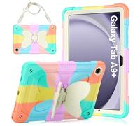 Hogenl Custodia per Samsung Galaxy Tablet A9+ Plus Cover 11" 2023, Galaxy Tab A9+ Progettato 2 in 1 Protettivo Case con tracolla regolabile, farfalla stand per ragazze, Colorato