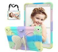HOGENL for iPad 9th 8th 7th Generation Case for Kids Girls with Pencil Holder for iPad 10.2 Case with Butterfly Stand Shoulder Strap Shockp