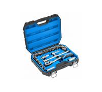 Högert Technik - Cassetta Attrezzi, Set Attrezzi, Valigetta Attrezzi, Kit Utensili, Kit Attrezzi, Chiavi a Bussola e Accessori, Acciaio Cr-V, Meccanismo a Crick con 72 Denti - HT1R410, 24 Pezzi