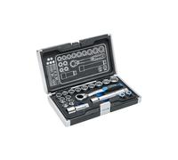 Högert Technik - Cassetta Attrezzi, Set Attrezzi, Valigetta Attrezzi, Set Utensili, Kit Attrezzi, Set di Chiavi a Bussola e Accessori, Meccanismo a Cricchetto con 60 Denti - HT1R478, 18 Pezzi