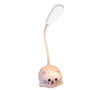 Hoghaki Lampada da tavolo per bambini carina, Lampada da tavolo a LED per bambini, Accessori da scrivania a forma di gatto carino, flessibile a collo d'oca per la cura degli occhi piccola lampada da