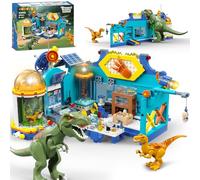 HOGOKIDS 2 in 1 Set di costruzioni Istituto di ricerca sui dinosaur con luce - 837 pezzi di giocattoli da costruzione a forma di dinosauro con 2 personaggi, regali di compleanno per bambini e bambine