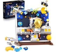 HOGOKIDS Giocattoli per la costruzione dello spazio per bambini, set di 540 blocchi da costruzione astronauta con supporto, cornice 3D per pittura spaziale per decorazione della stanza dei bambini,