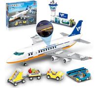 HOGOKIDS Set di Costruzioni per Aereo Passeggeri City con Luce LED, 901 pcs Blocchi per Aeroplani con Terminal dell'Aeroporto, Torre Radar, Rimorchio Bagagli, Regali per Bambini Ragazzi Ragazze Adulti