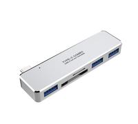 hogtnd Adattatore USB C con piccolo lettore di schede di archiviazione a 3 porte per laptop trasferimento dati veloce in lega di alluminio adattatore portatile