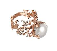 hogtnd Anelli in filigrana decorati con corallo e perle d'imitazione, One Size, come descritto, come descritto