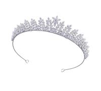 hogtnd Elegante diadema di cristallo portatile da sposa, corona da principessa argentata, accessorio per capelli per matrimoni e concorse di bellezza, corone di cristallo per la sposa