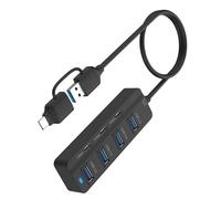 hogtnd Hub USB a 7 porte con doppia presa USB A e C per trasferimento dati ad alta velocità da 5 Gbps, plug and play ampia compatibilità multipla hub del sistema operativo Expander