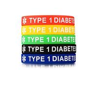 hogtnd Medical Alert Tipo 1/2 5 pz Silicone Wristband Leggero 7.5 ' ' Diametro Indossabile Banda per Bambini Adulti Bracciali per la Salute Mentale in Bulk per Uomini Ciondoli in Gomma per Donne per