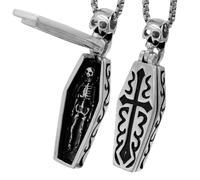 hogtnd Per collana croce, bara del vampiro, Steampunk | Gioielli Steampunk gotici, regalo Halloween per ragazzi, scheletro teschio vampiro, cofanetto scheletro