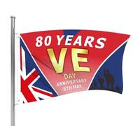 Hogvinnatil Bandiera decorativa per 80° giorno della vittoria del 2025, bandiera europea VE Day 2025, doppia cucitura sui bordi per vari raduni, celebrazioni,