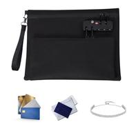 Hogvinnatil Bloccabile borsa per soldi - Stoccaggio sicuro per oggetti di valore con cerniera, portafoglio bloccato a doppio strato per registro forniture notariali passaporti