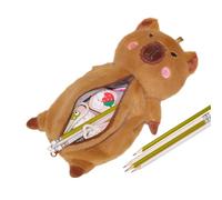 Hogvinnatil Custodia a Capybara, custodia per penna Capybara | Borsa portaoggetti per Capybara in peluche, borsa per il trucco di cancelleria carina, portapenne di grande capacità