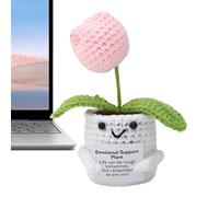 Hogvinnatil di supporto emotivo all'uncinetto, supporto per piante all'uncinetto di supporto emotivo - Bambola a maglia con carta - Knitted Positive Inspirational Flower Crochet Doll, for Men