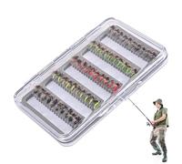 Hogvinnatil Esca a Mosca, Kit di richiamo a Mosca - 50x esche per acqua salata con custodia, Fly Hook, modello di trota portatile per uomo, accessori per