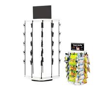 Hogvinnatil Espositore per chips - Supporto per patatine organizzatore con portaetichette - 5 livelli 40 pinze vassoio girevole a 360° con lavagna per organizzazione cucina e guardia da pranzo