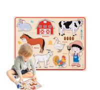 Hogvinnatil Giocattoli di legno Puzzle magnetici, Gioco di immagine di corrispondenza magnetica in legno, Dinosauri Farm Transportation Animal Magnetic Peg Puzzle - Imparare i giocattoli da