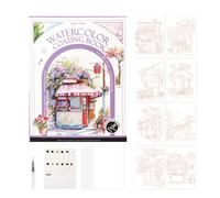 Hogvinnatil Set da viaggio ad, cartoline ad | Set portatile con tavolozza e pennello,Kit di pittura in miniatura a tre persiane portatile, forniture