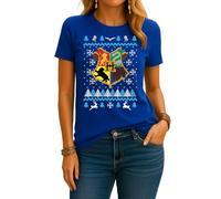Hogwarts | Ugly Christmas Christmas - Maglietta da donna, Blu, S
