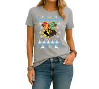 Hogwarts | Ugly Christmas Christmas - Maglietta da donna, grigio., XXL