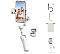 Hohem iSteady V3 Ultra Stabilizzatore Gimbal per iPhone, Gimbal per telefono a 3 assi, Tracker AI magnetico, Asta e treppiede estensibili integrati, Telecomando da 10 m (Bianco)
