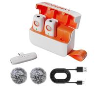 hohem Microfono lavalier wireless MIC-01 per porta di tipo C, cancellazione del rumore, slot per schede TF integrato, telecomando per live streaming, interviste, riprese video(bianco)