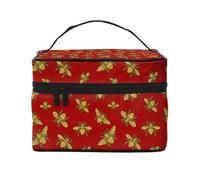 Hohey Bee - Trousse per trucchi dorata, graziosa borsa per cosmetici da donna, borsa da toilette, grande borsa organizer da viaggio per il trucco