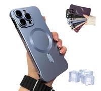 Hohny Frameless Magnetic Adsorption Bare Phone Sensation Case, Metallic Paint Frameless Magnetic Phone Case For Iphone 15 14 13 12 Pro Max Plus (For iPhone15,Light Blue)