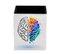 HOHODIY Portapenne creativo rotondo | Cervello con conoscenza Desktop Storage Organizer|Gadget Stationery Storage Box|Office Leather Organizer