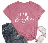 hohololo Maglietta da donna JGA Team Bride, maglietta da sposa per donne, addio al celibato, maglietta da damigella d'onore, Rosa2, XS