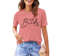 hohololo Maglietta da donna JGA Team Bride, maglietta da sposa per donne, addio al celibato, maglietta da damigella d'onore, Rosa4, S