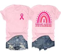 hohololo T-shirt ottobre rosa da donna a T - Camicia con cuore rosa nastro e campagna cancro al seno, Rose3, XXL