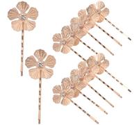 Hohopeti 12 Pezzi 12 Mini Fermagli per Chioma in Lega Dorata a Forma di Fiore, Piccole Mollette Decorative per Trecce e Acconciature da Sposa, Accessori per Chioma da Damigella e Occasioni