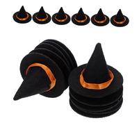 Hohopeti 16 Mini Cappelli Strega in Nero per Bottiglie Vino e Decorazioni Halloween Salvaspazio Accessori Creativi per Feste e Lavoretti