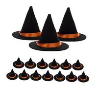 Hohopeti 16 Mini Cappelli Strega in Nero per Decorazioni Halloween Tappi Bottiglia Vino Mini Cappelli per e Artigianato DIY