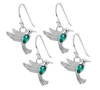 Hohopeti 2 Paia Orecchini Pendenti Colibrì con Zirconi Verdi, Gioielli per Donna Madre e Figlia, Design Colibrì Volante Elegante, Confezione Regalo Pronta, Brillanti e Resistenti per Uso