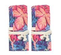 Hohopeti 2 Pezzi Astuccio Arrotolabile in Tela con Scomparti Portapennelli da Viaggio con Foglia d Acero Organizer per Matite e Pennelli per Olio Acquerello e Schizzi