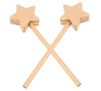 Hohopeti 2 pezzi Bacchette Magiche in Legno a Forma di per DIY Resistente e Non Verniciato per Lavoretti Creativi Feste e Progetti Scolastici