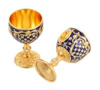 Hohopeti 2 Pezzi Calici Vintage in Metallo Incisi Bicchieri da Shot Eleganti in con Decorazioni Incassate Reali per Cerimonie e Feste Raffinate