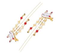 Hohopeti 2 pezzi Clip Capelli Tema Cinese Fermagli Vintage con Volpe e Nappine Luminose Accessori per Capelli Donna in Lega Resistente Stile Hanfu Tradizionale Elegante Colore Casuale