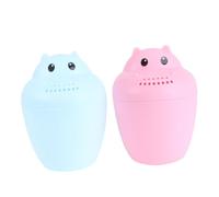 Hohopeti 2 pezzi Cucchiaio Bagnetto per Tazza Lavaggio Capelli in Durevole con Design Orsetto Carino Beccuccio Doccia per Risciacquo Delicato e Protezione Occhi Colori Rosso e Blu