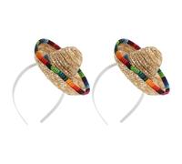 Hohopeti 2 Pezzi Fasce per Chioma Mini Sombrero Messicano 2 Pezzi, Cerchietti Leggeri Cappello di Paglia per Feste Cinco De Mayo, Accessori Fotografici e Decorazioni a Tema Messicano per
