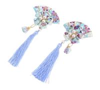 Hohopeti 2 Pezzi Fermaglio Ventaglio Giapponese con Nappa Elegante per Donne e Ragazze Clip Fissa Senza Tirare Accessori Moda per Matrimonio Party e Cosplay