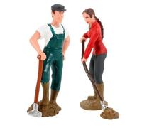Hohopeti 2 pezzi Miniature Contadini da Tavolo Realistici Figurine Decorazione Desktop Agricoltori Maschio e Femmina per Modellismo Paesaggio Decorazione Ufficio e Casa