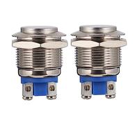 Hohopeti 2 Pezzi Pulsanti Pressione in Inox Impermeabili Interruttori Metal Push Button Momentanei per Elettrodomestici e Controllo