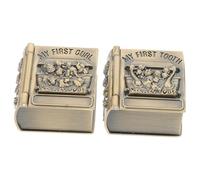 Hohopeti 2 pezzi Scatole in metallo per denti da latte con motivi animali custodie resistenti per conservare primi denti e riccioli sicure e facili da trasportare 2 pezzi colore oro